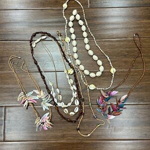 Seashell Beach Multicolor Beaded Shell Necklace Set of 7